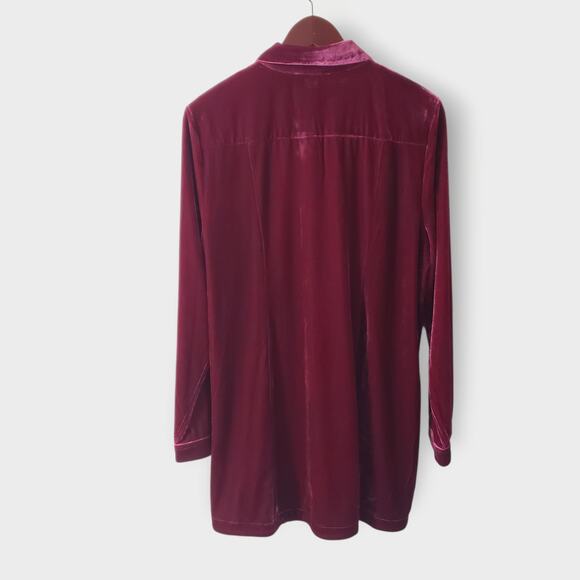 Coldwater Creek Velvet Pintuck Popover Tunic Top Burgundy Sz XL Collared - Picture 5 of 12